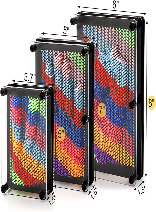 Hacaroa 3 Pack 3D Pin Art Toy, Rainbow Plastic Pin Art Board Sensory Sculpture Toy, Pin Impression Hand Mold Needle Toy for Kids, Adults, Home, Office Decoration, 3 Sizes - Image 2